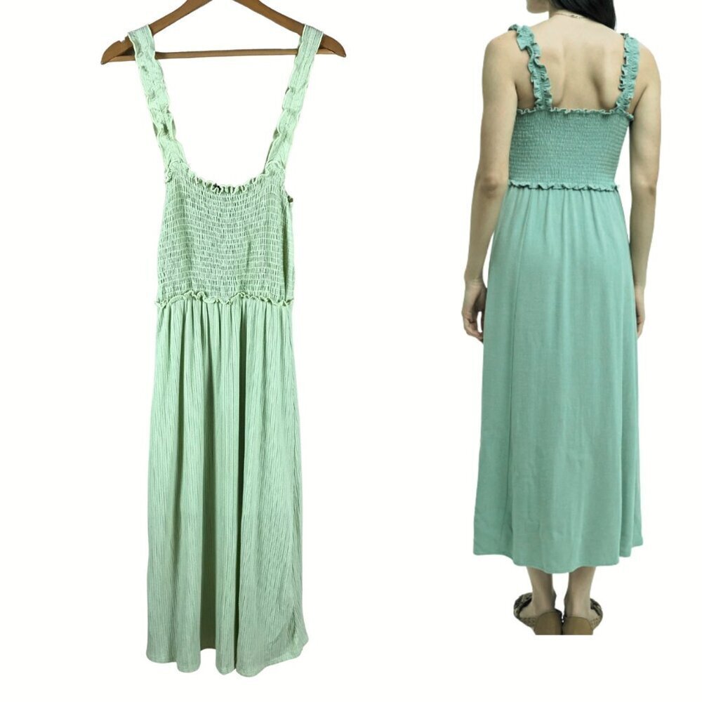 GILLI Green Smocked Knit Pullover Dress Size SMALL